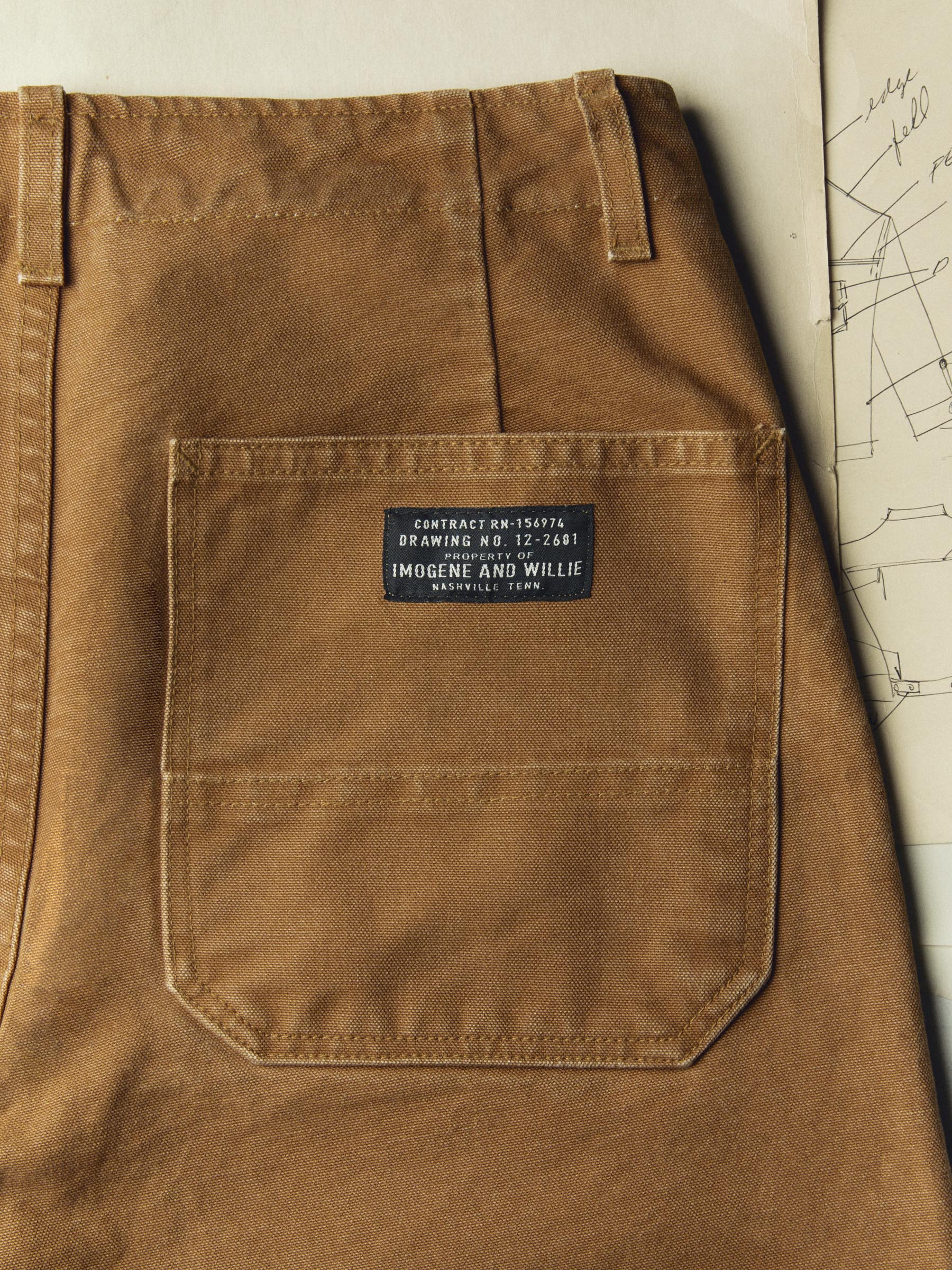 hencye washed canvas workpant in brown – imogene + willie