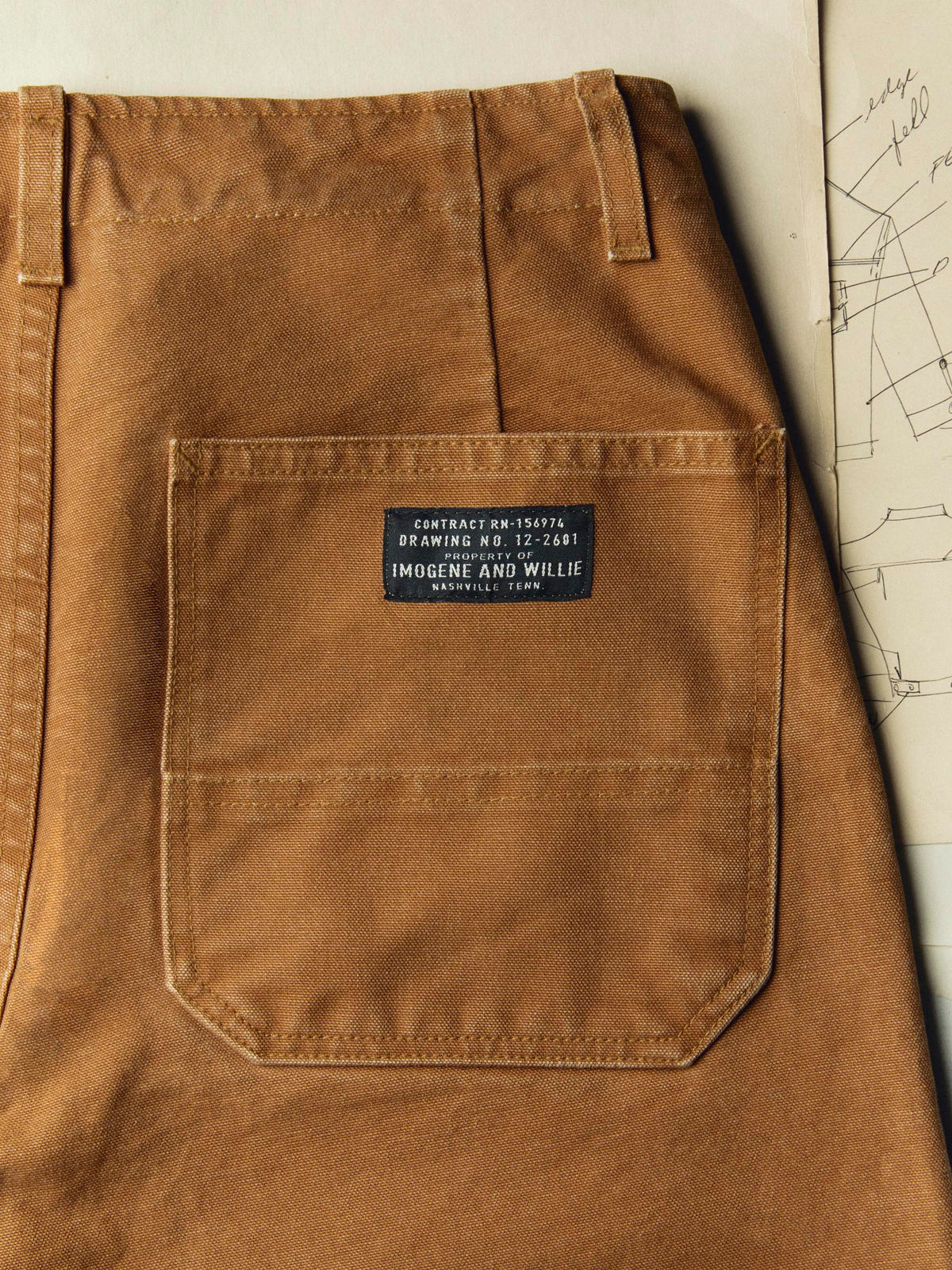 hencye washed canvas workpant in brown