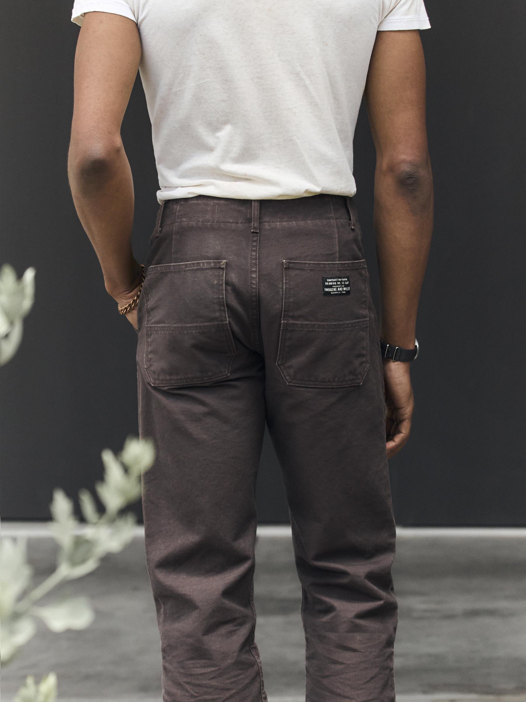 hencye washed canvas workpant in carob – imogene + willie