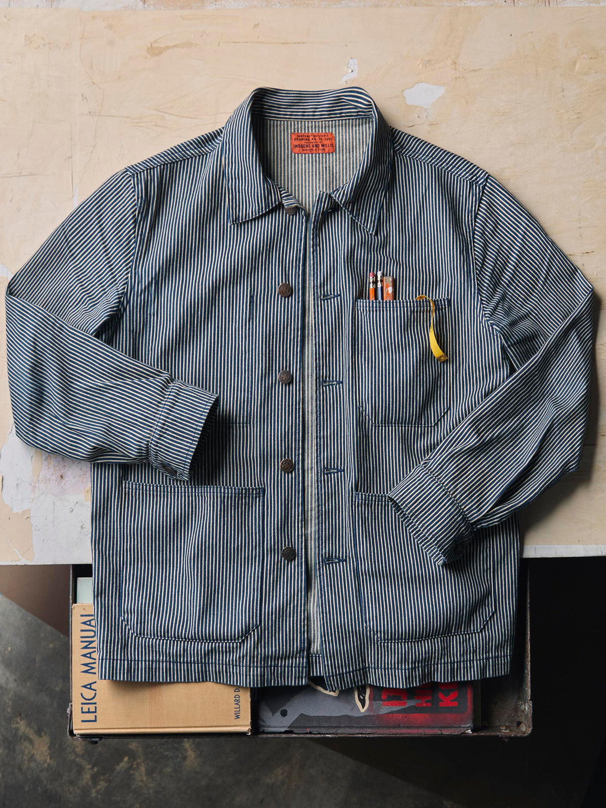 the utility coat in hickory stripe