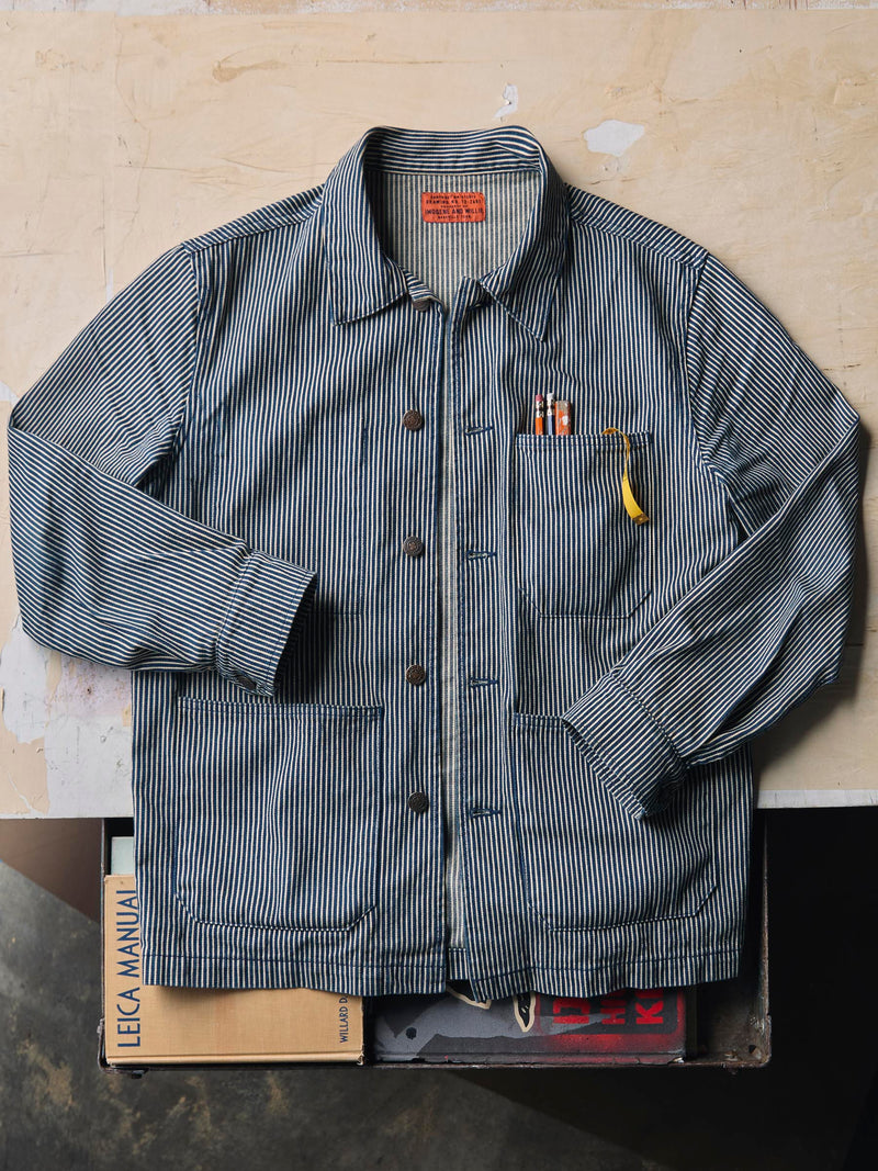 the utility coat in hickory stripe