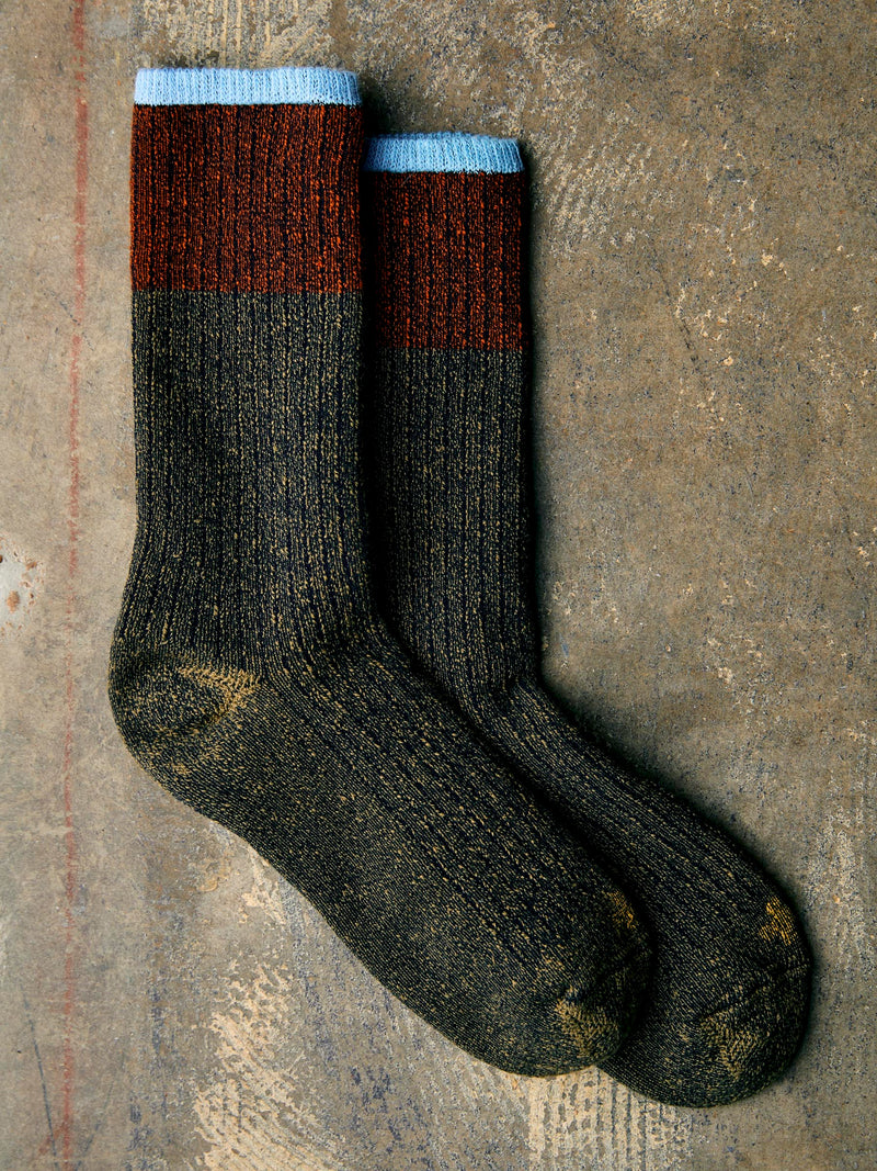 ribbed boot sock in umber