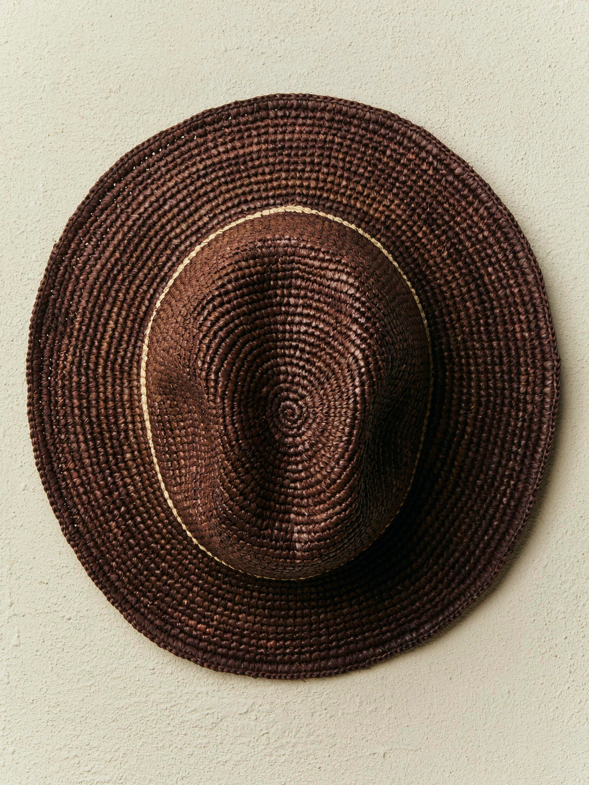 handwoven brown raffia palm hat