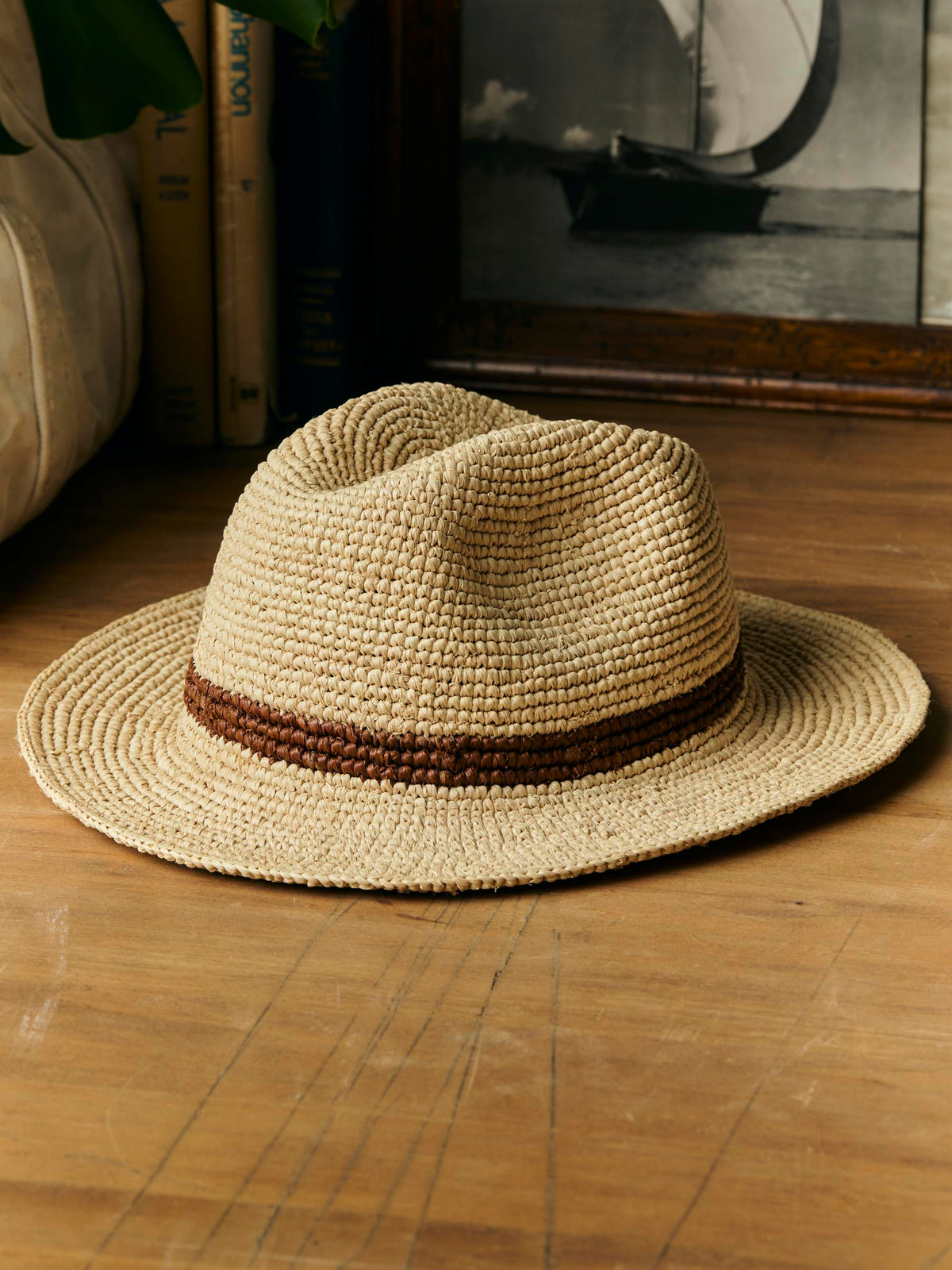 handwoven natural raffia palm hat