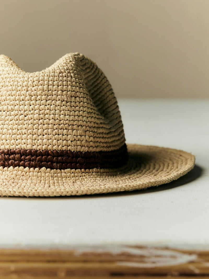 handwoven natural raffia palm hat - Model