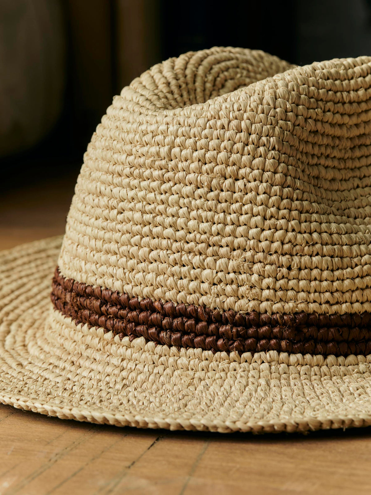 handwoven natural raffia palm hat