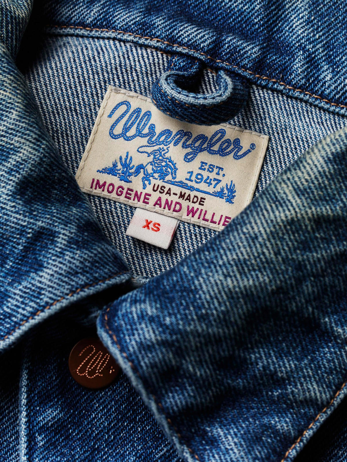 i+w x Wrangler 11MJZ washed denim jacket