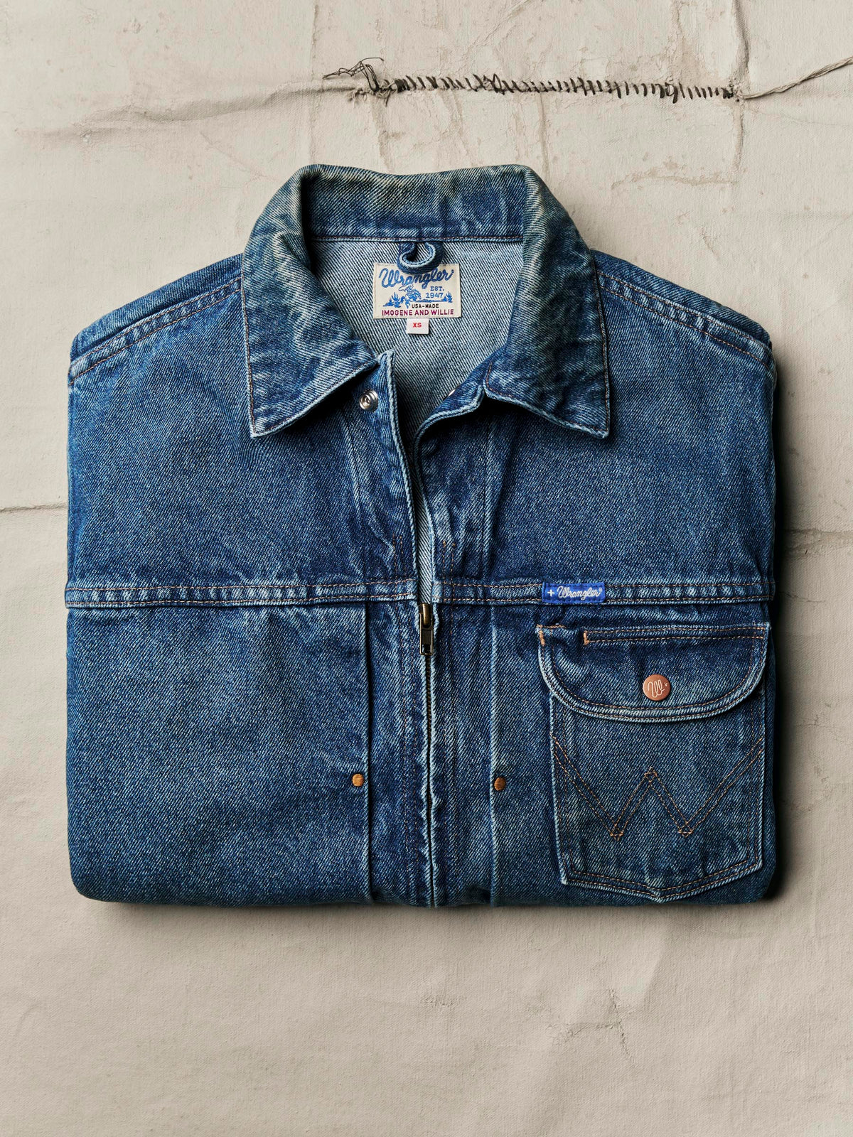 i+w x Wrangler 11MJZ washed denim jacket