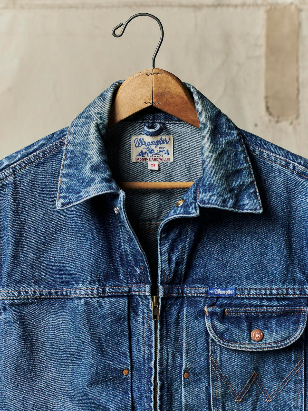 i+w x Wrangler 11MJZ washed denim jacket