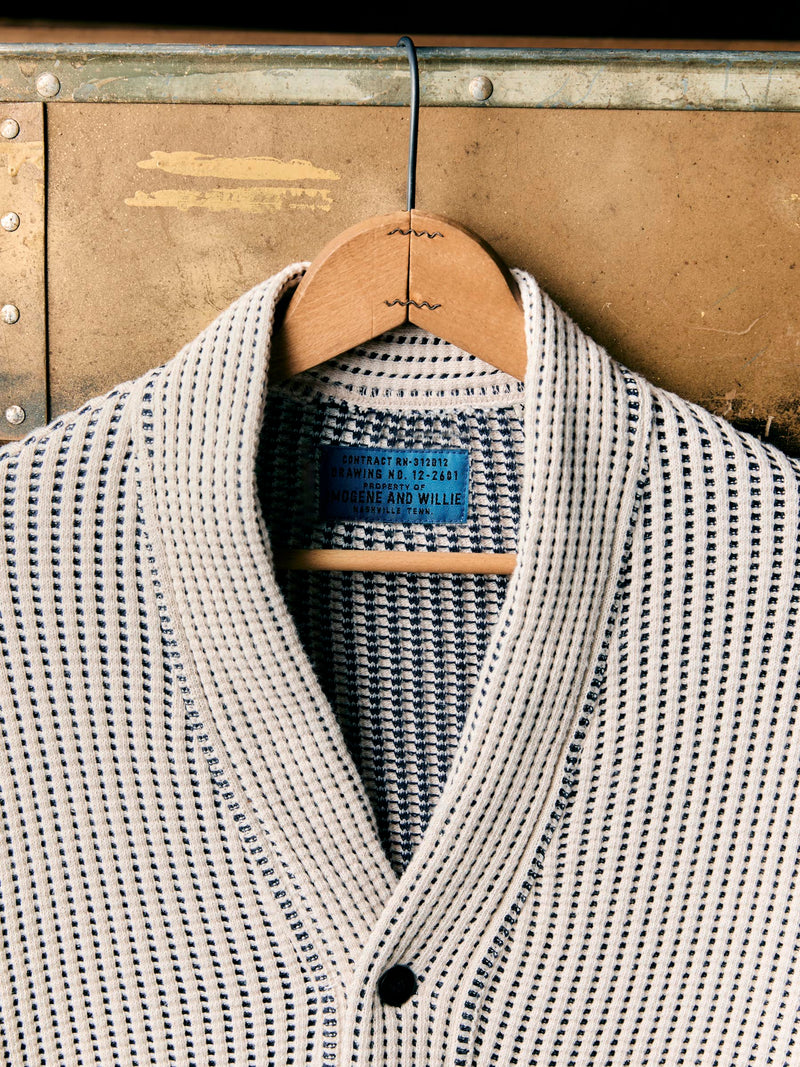 knit waffle cardigan in natural - Model