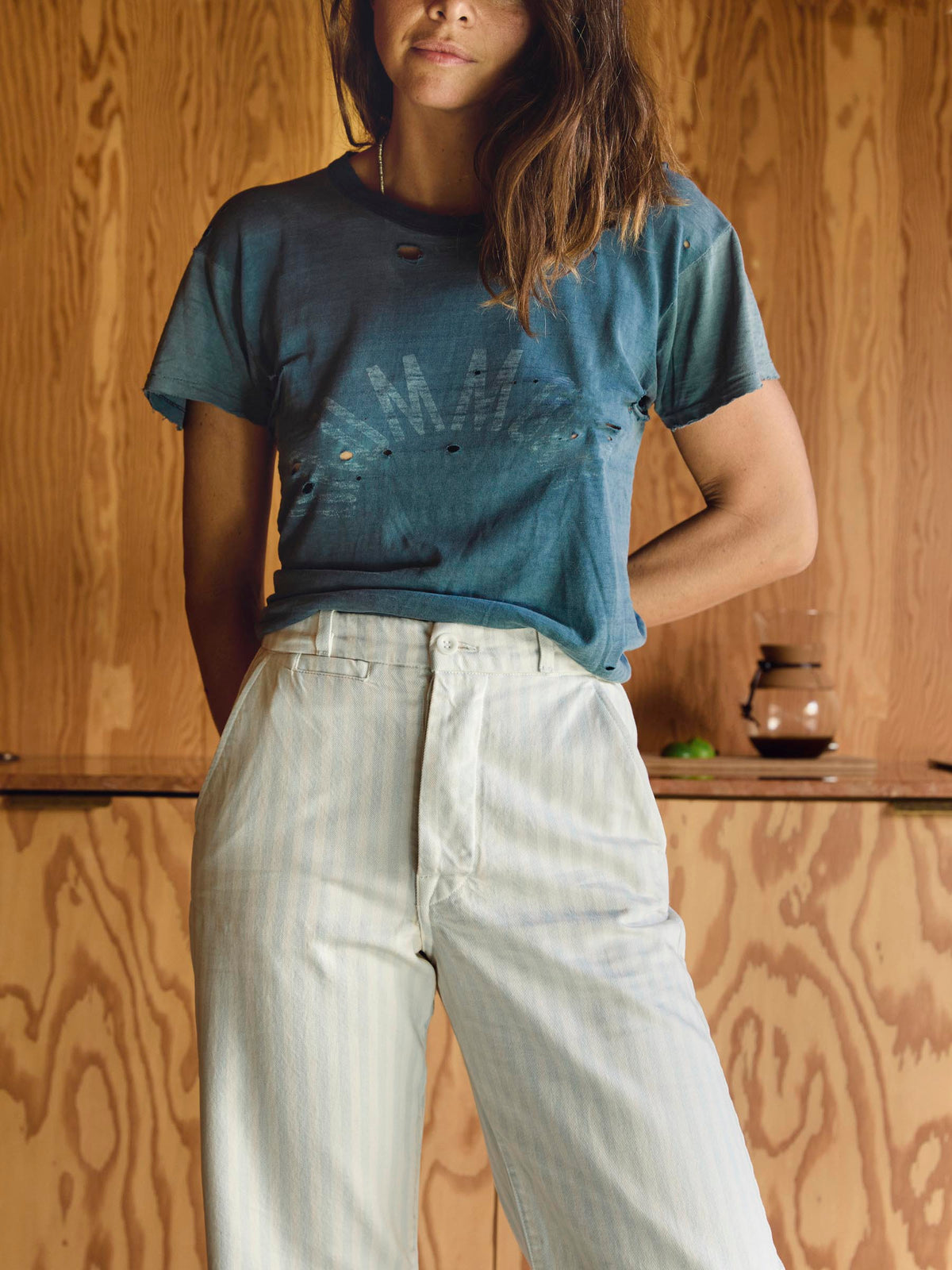 logan bleached indigo stripe