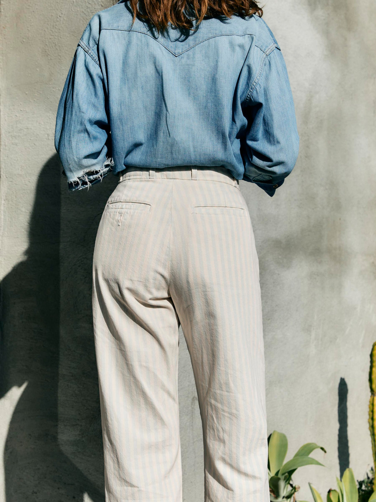 logan bleached indigo stripe