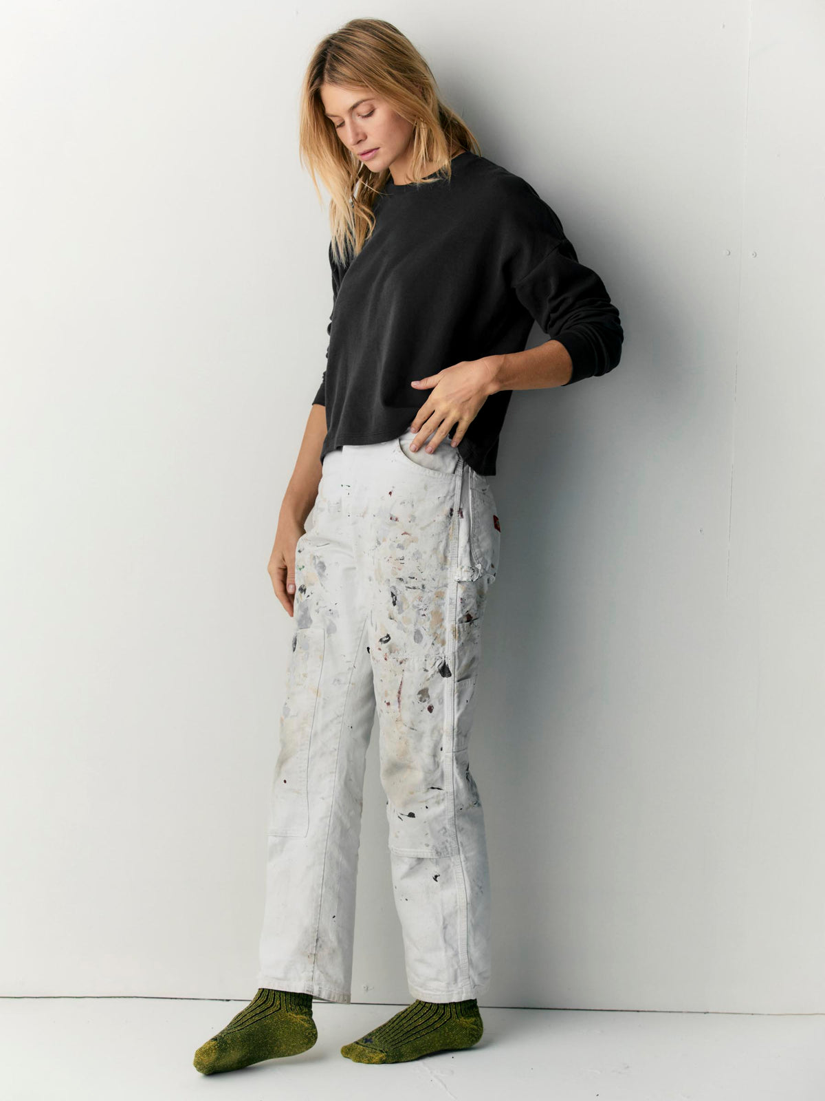 long sleeve midweight crew in faded black