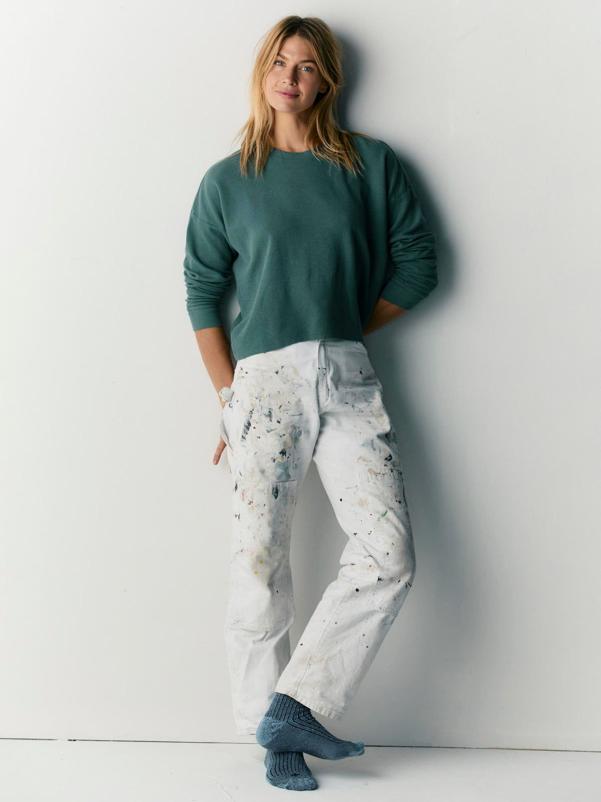 long sleeve midweight crew in spruce