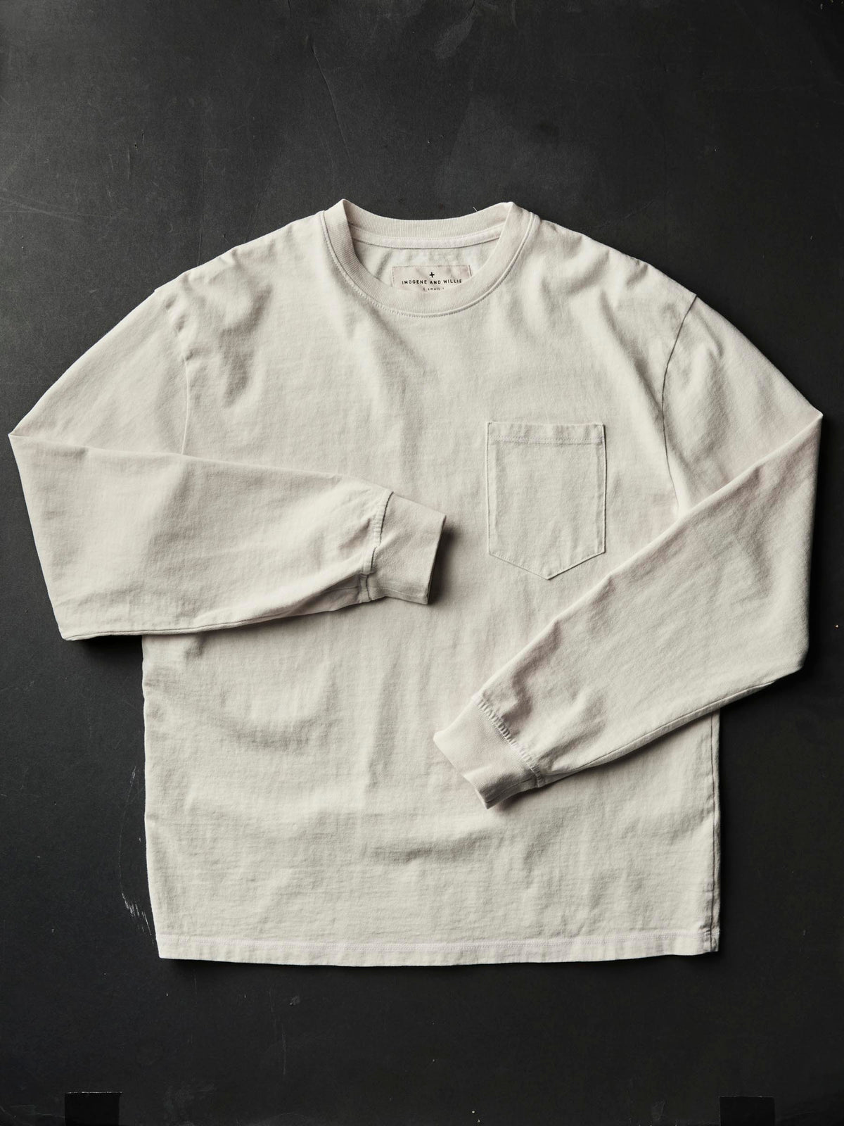 long sleeve pocket tee in vintage white