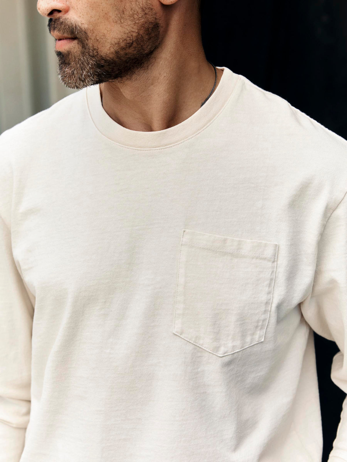 long sleeve pocket tee in vintage white