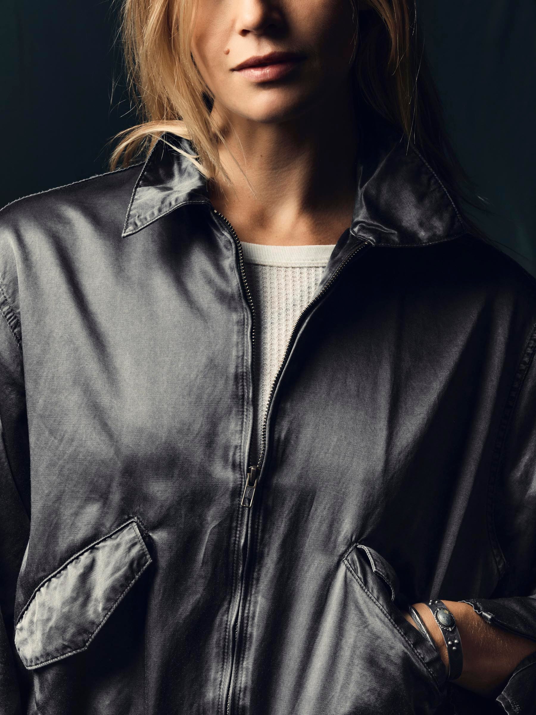 maya court jacket in satin – imogene + willie