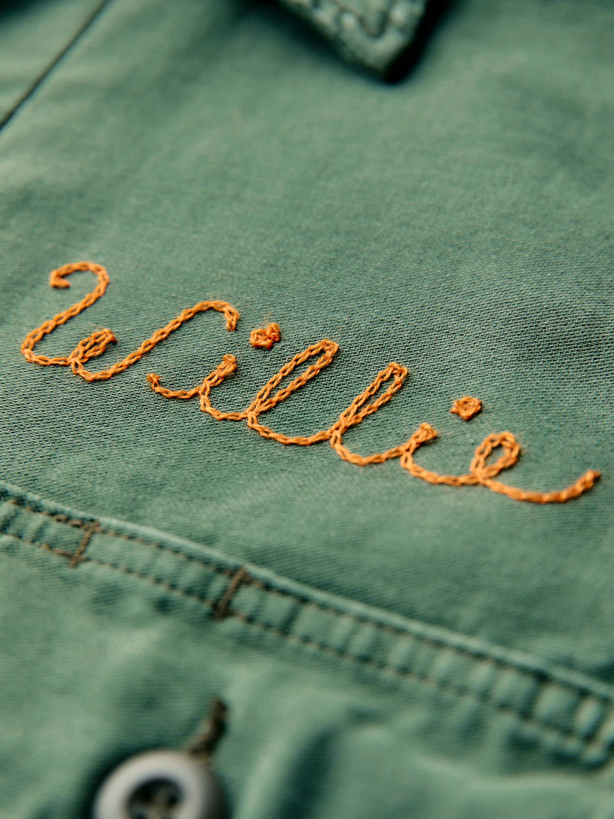 military shirt jacket in fatigue green