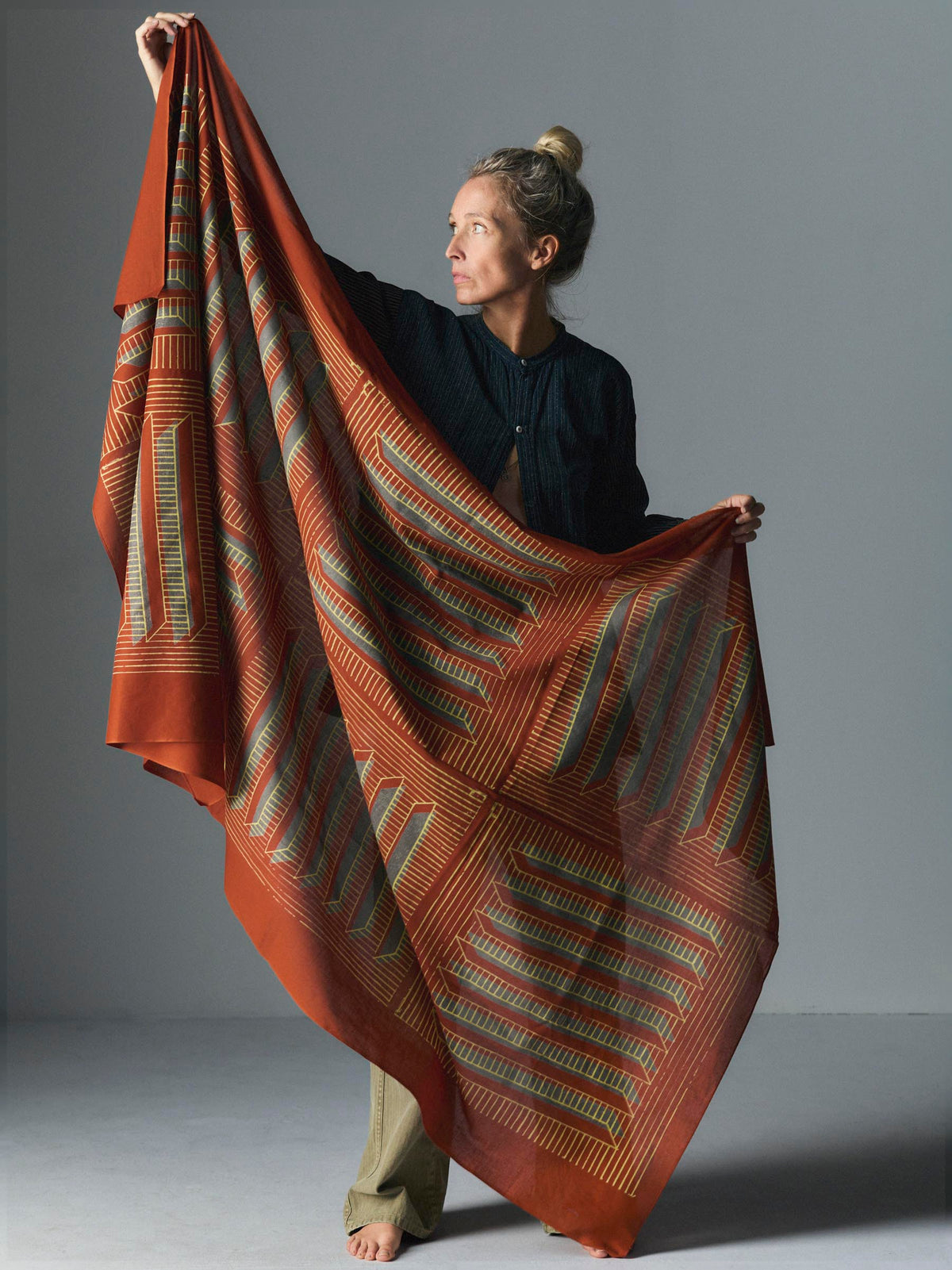 i+w x Three Looms rust bandana scarf