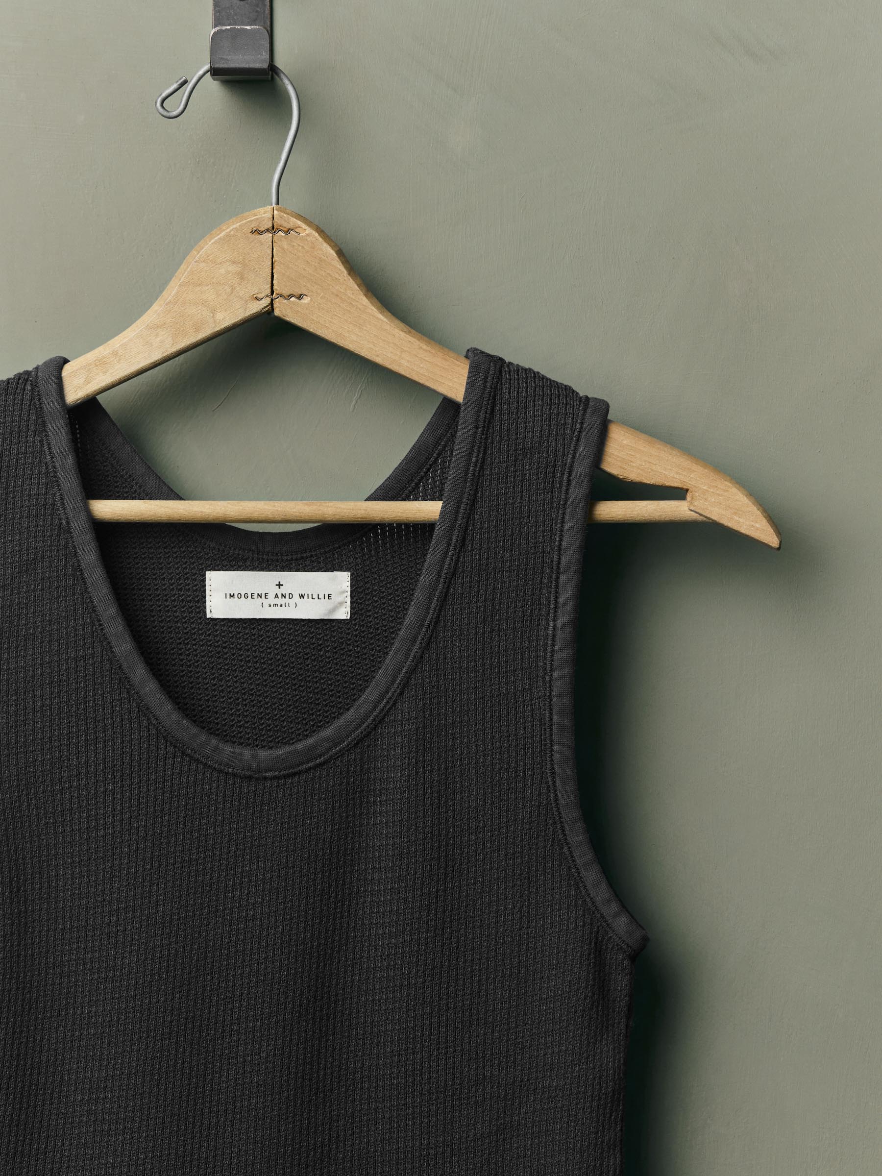 the vintage tank in open knit black – imogene + willie