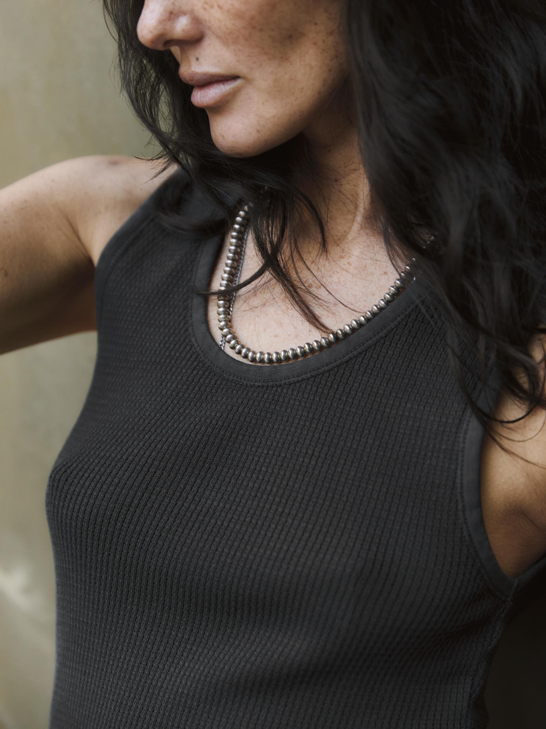 the vintage tank in open knit black – imogene + willie
