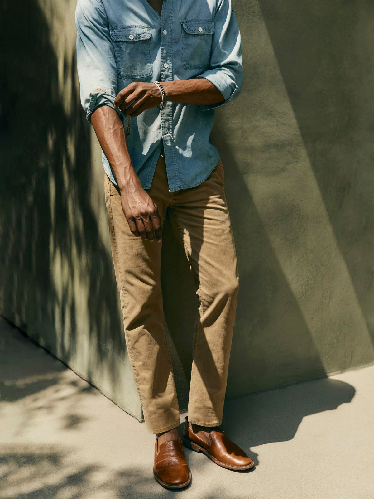 oscar washed brown broken twill