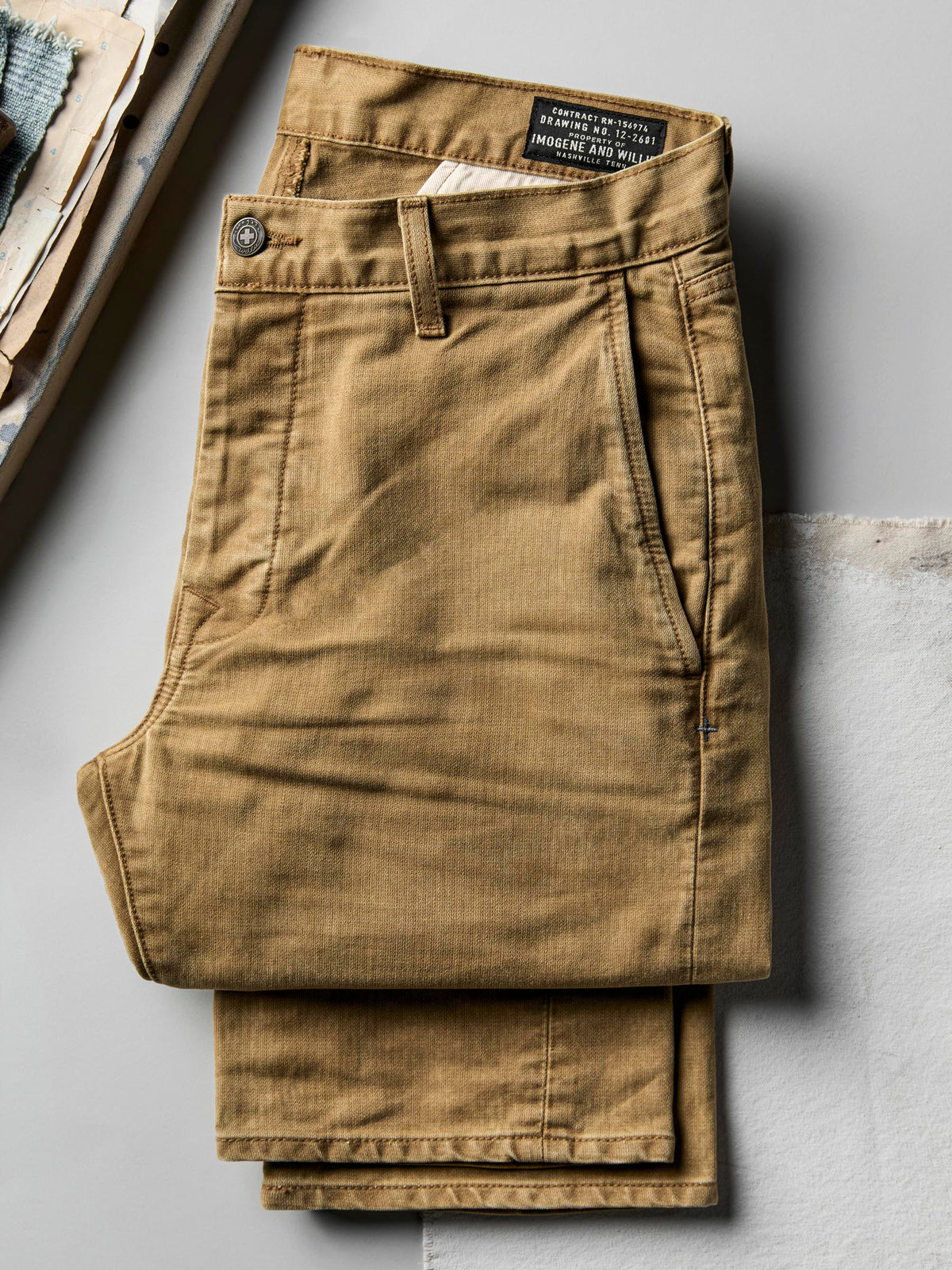 oscar washed brown broken twill