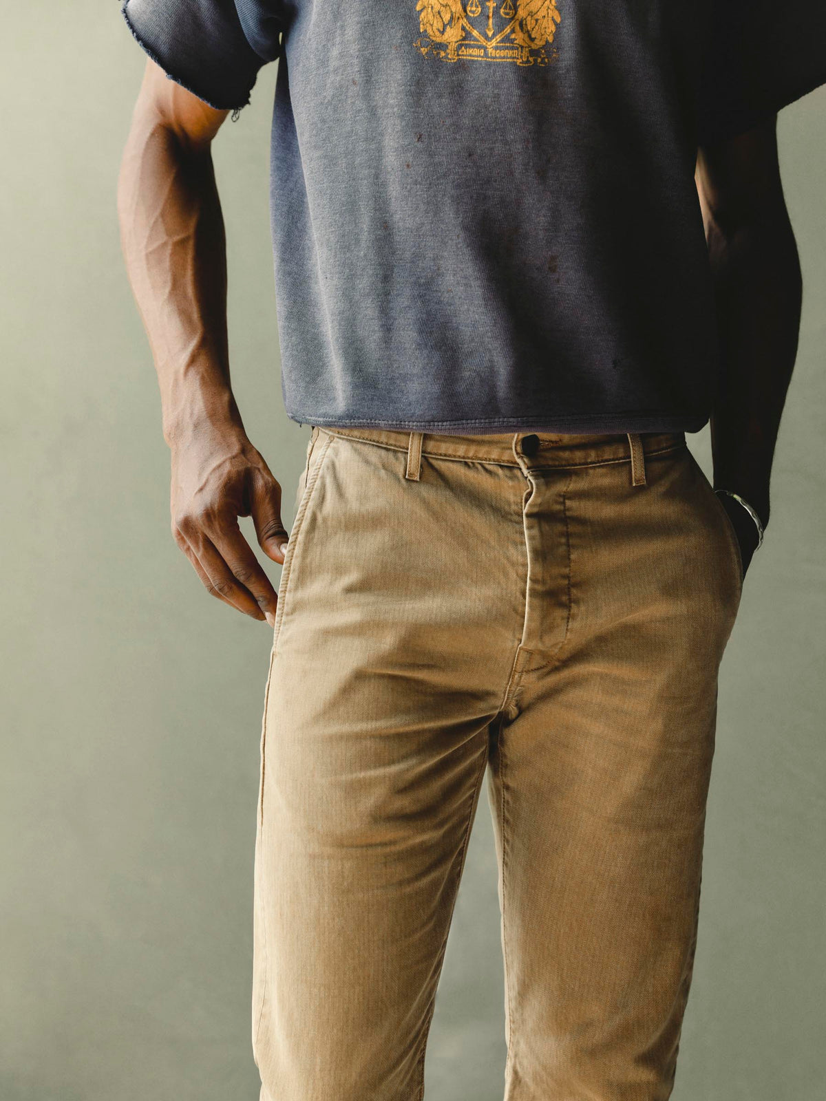 oscar washed brown broken twill
