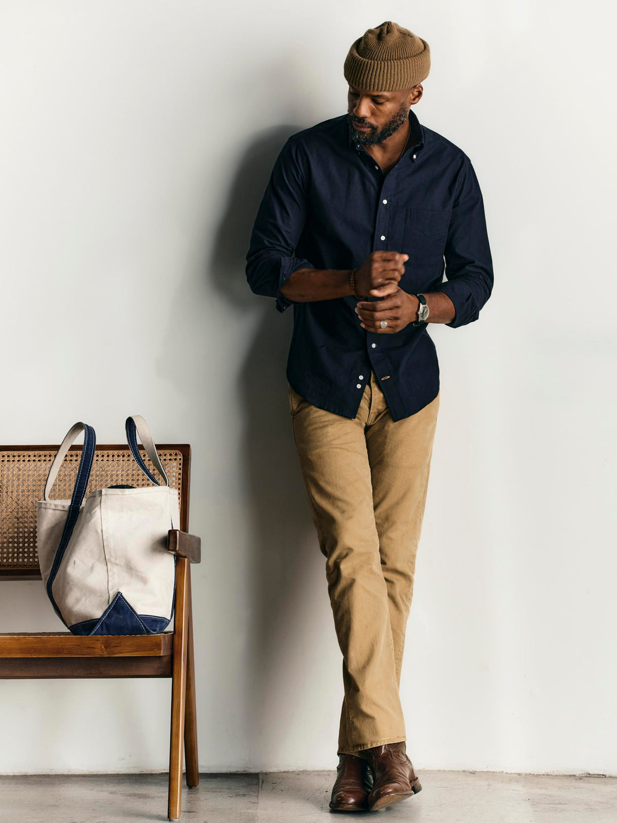 oscar washed brown broken twill