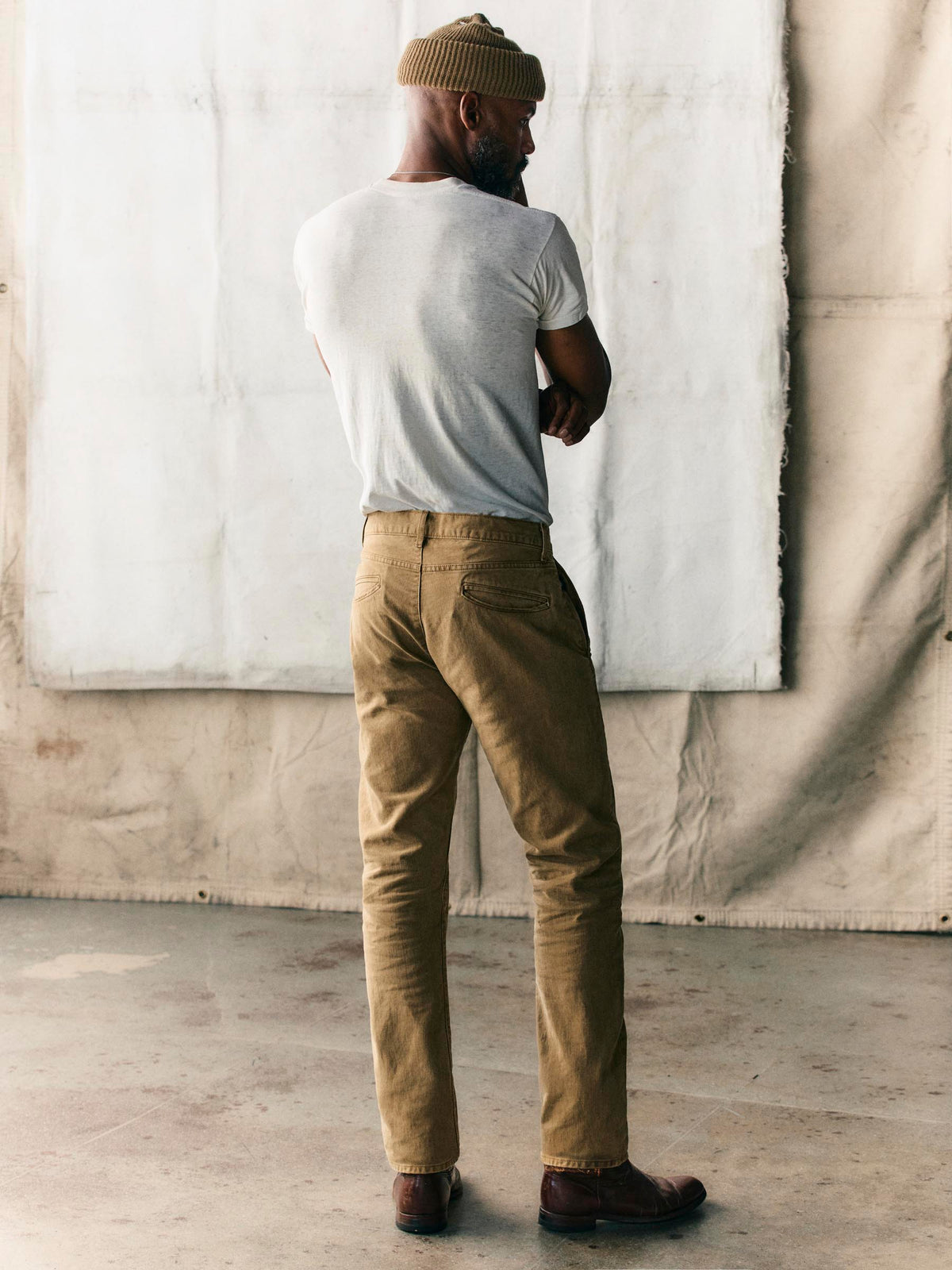 oscar washed brown broken twill