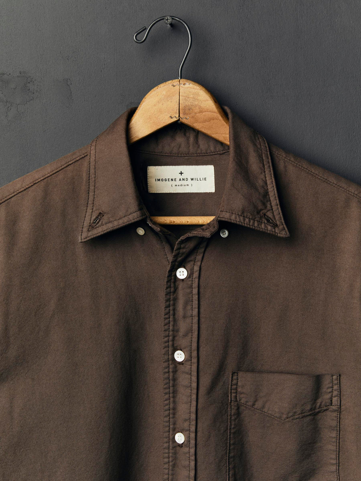 lightweight beach oxford in faded brown