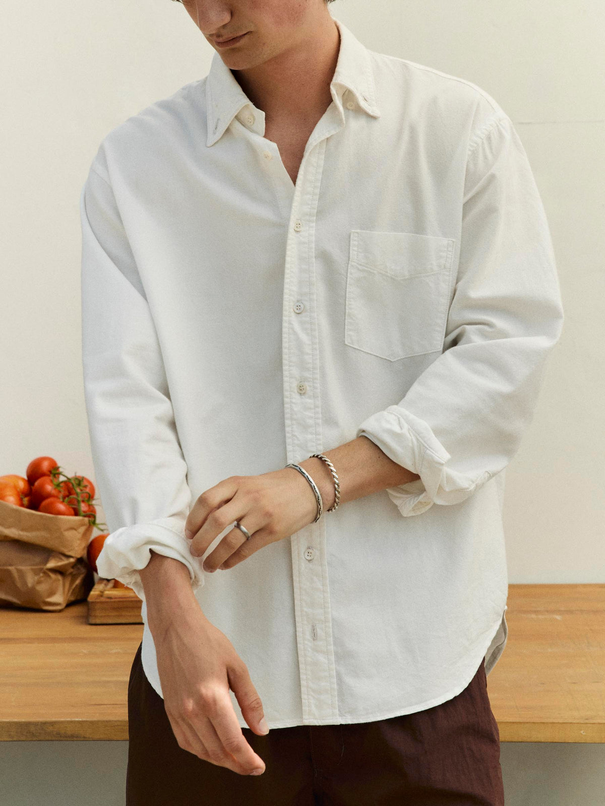 lightweight Beach oxford in White XL