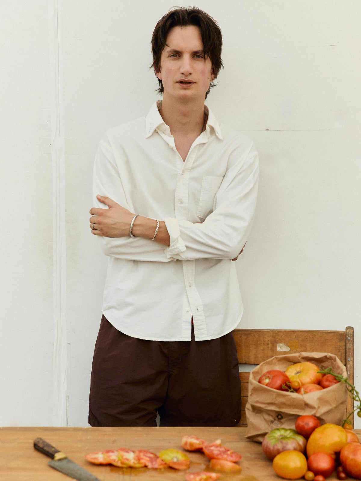 lightweight beach oxford in white