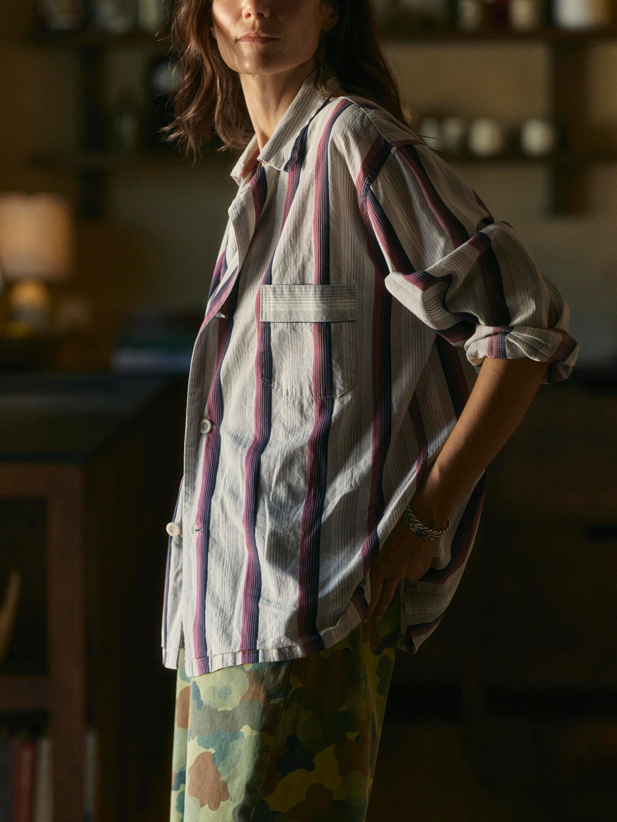 palmer cerise striped button up