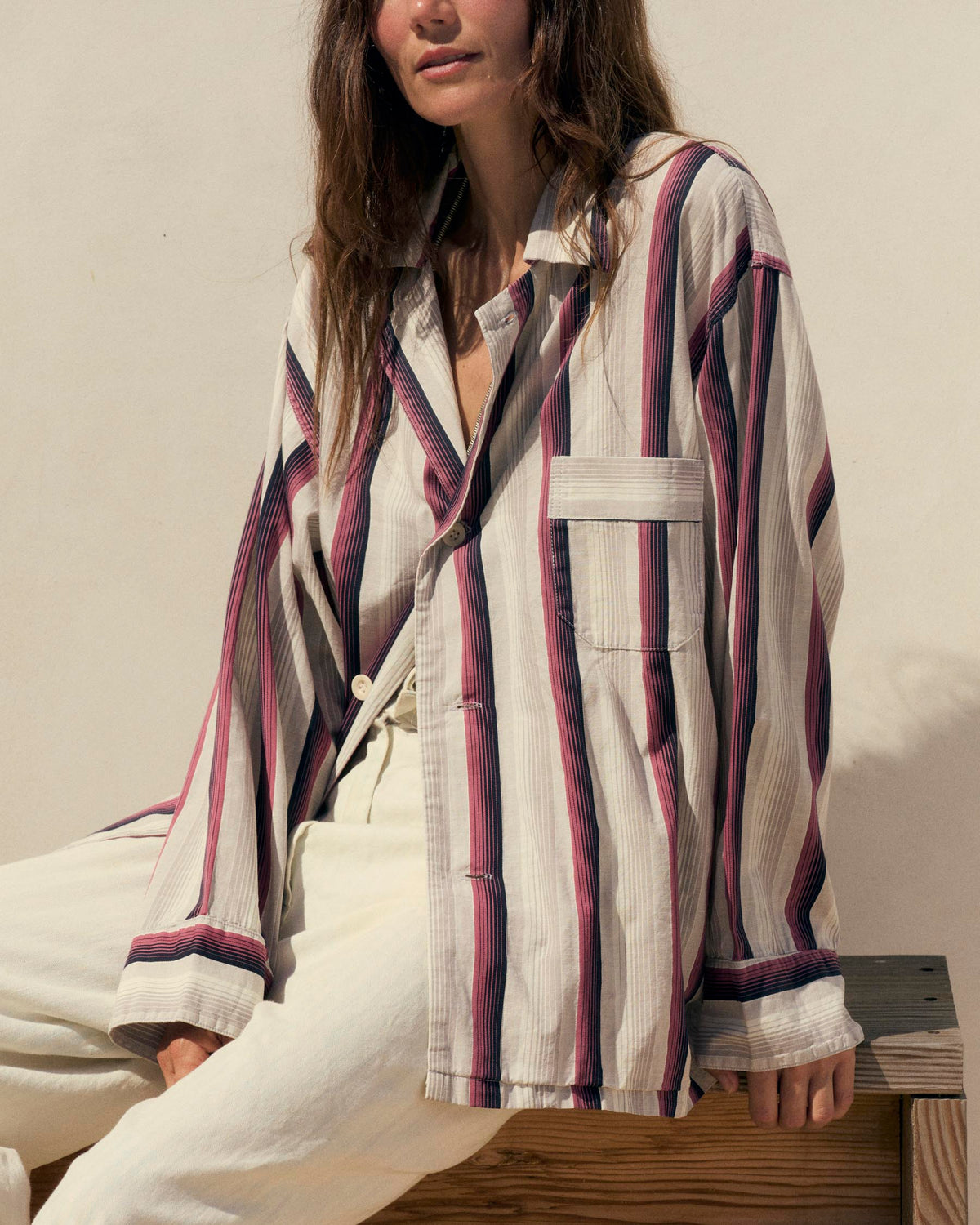 palmer cerise striped button up