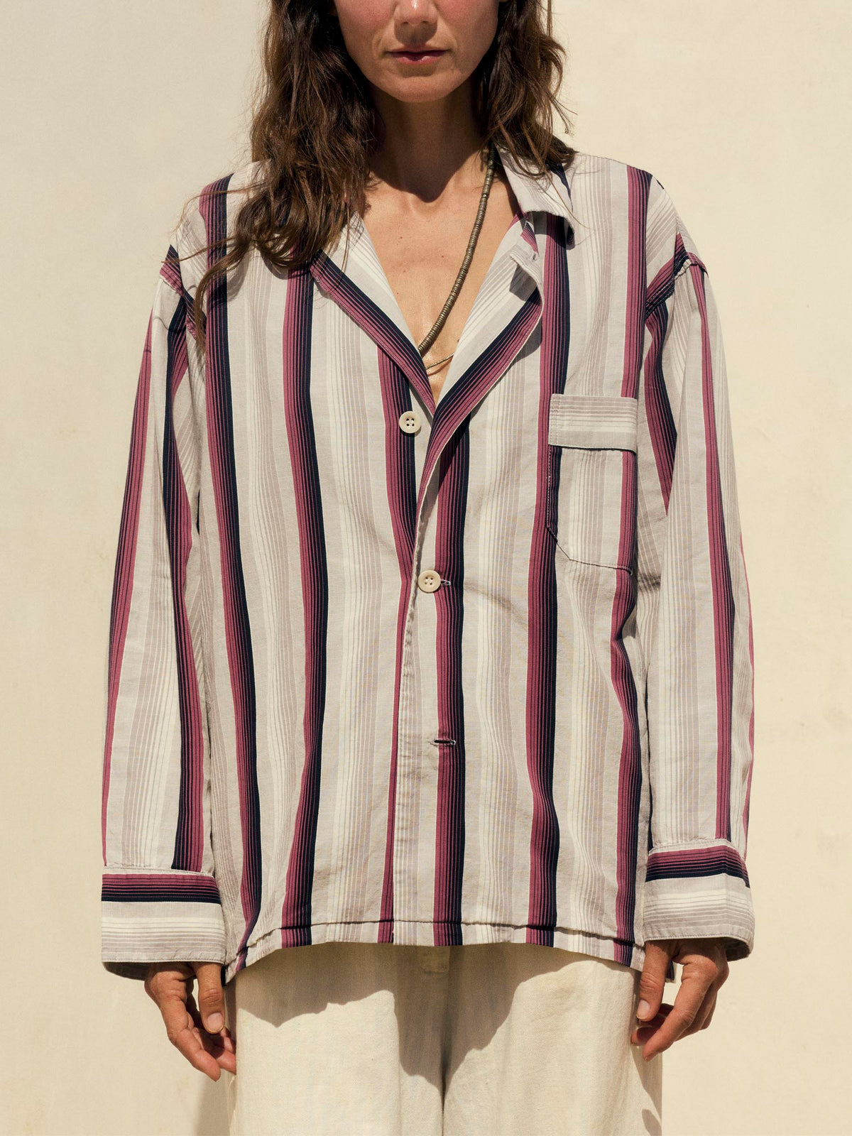 palmer cerise striped button up