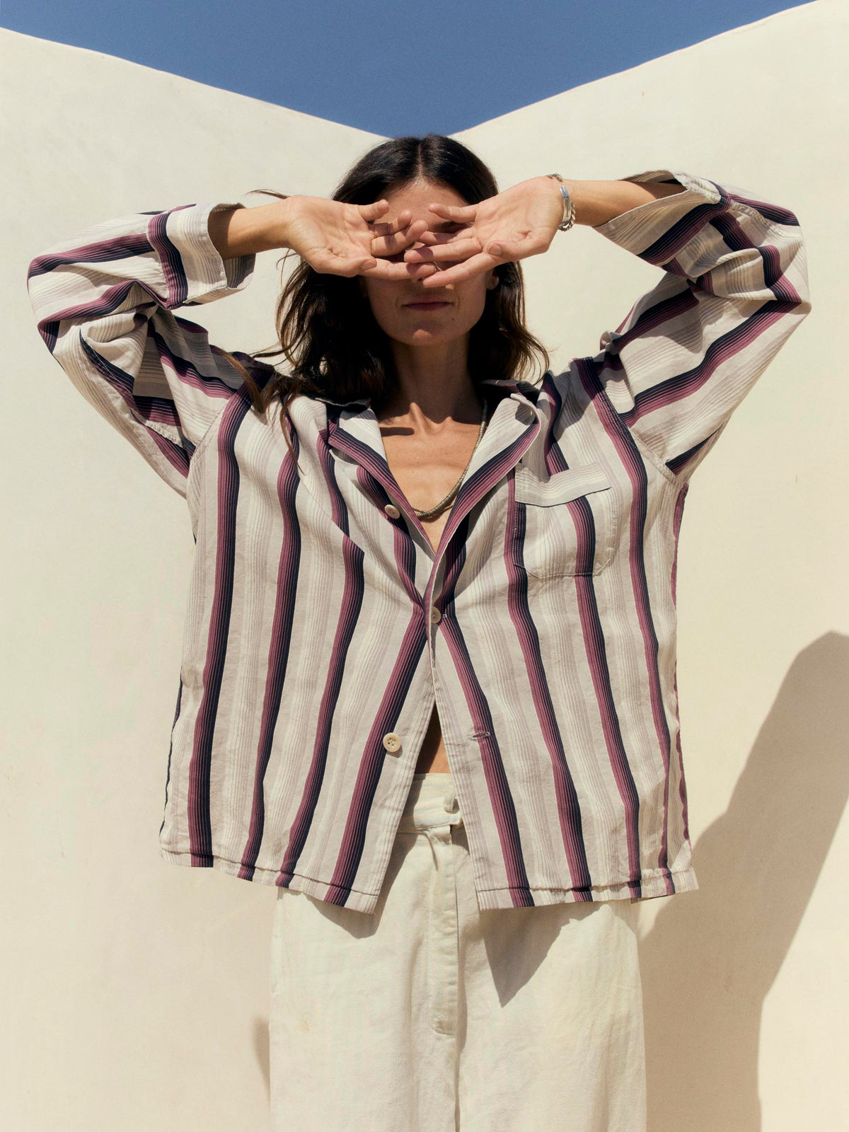 palmer cerise striped button up
