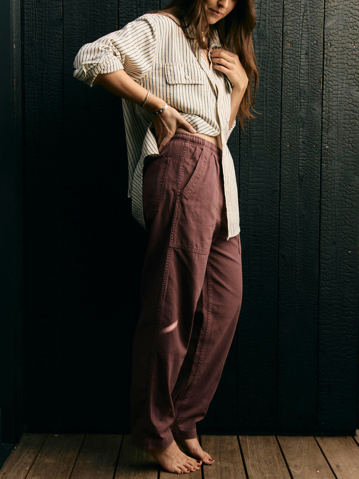 the ventura chore pant in dark mauve