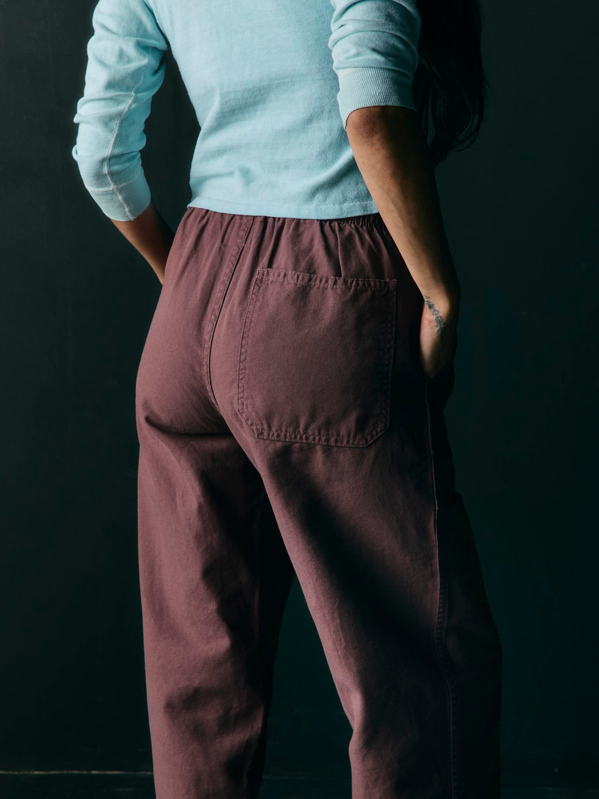 the ventura chore pant in dark mauve