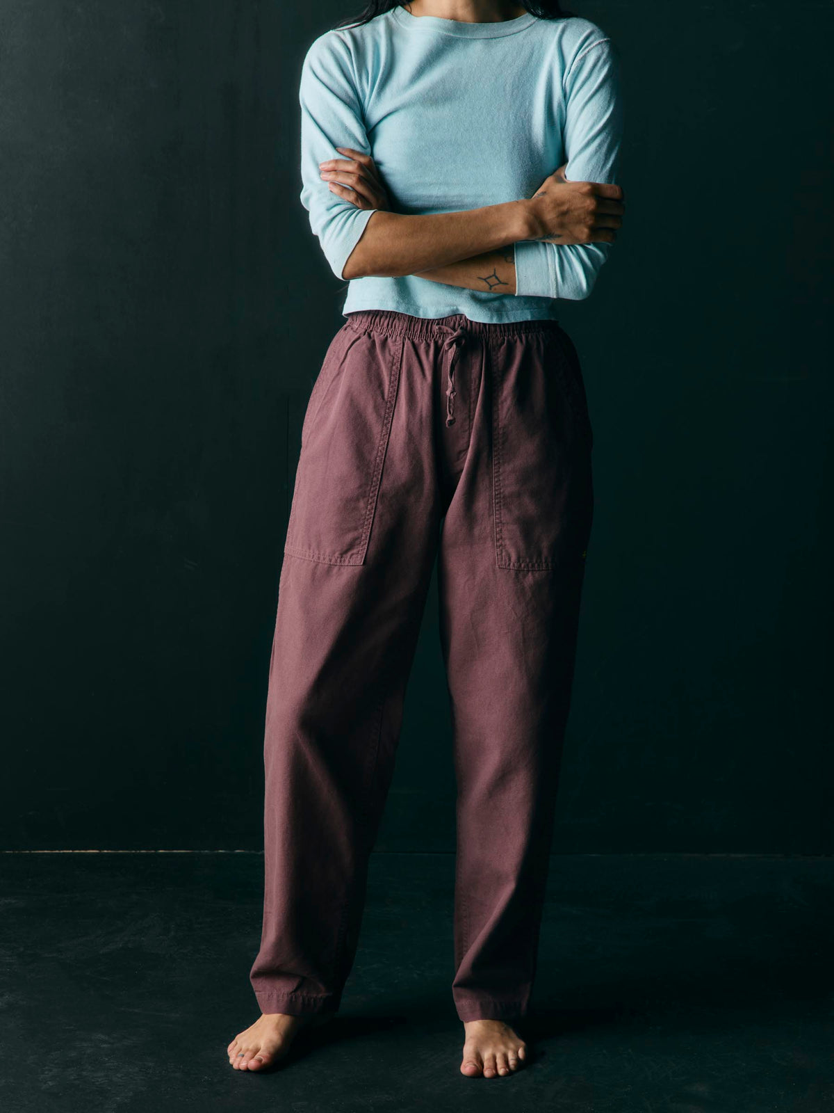 the ventura chore pant in dark mauve