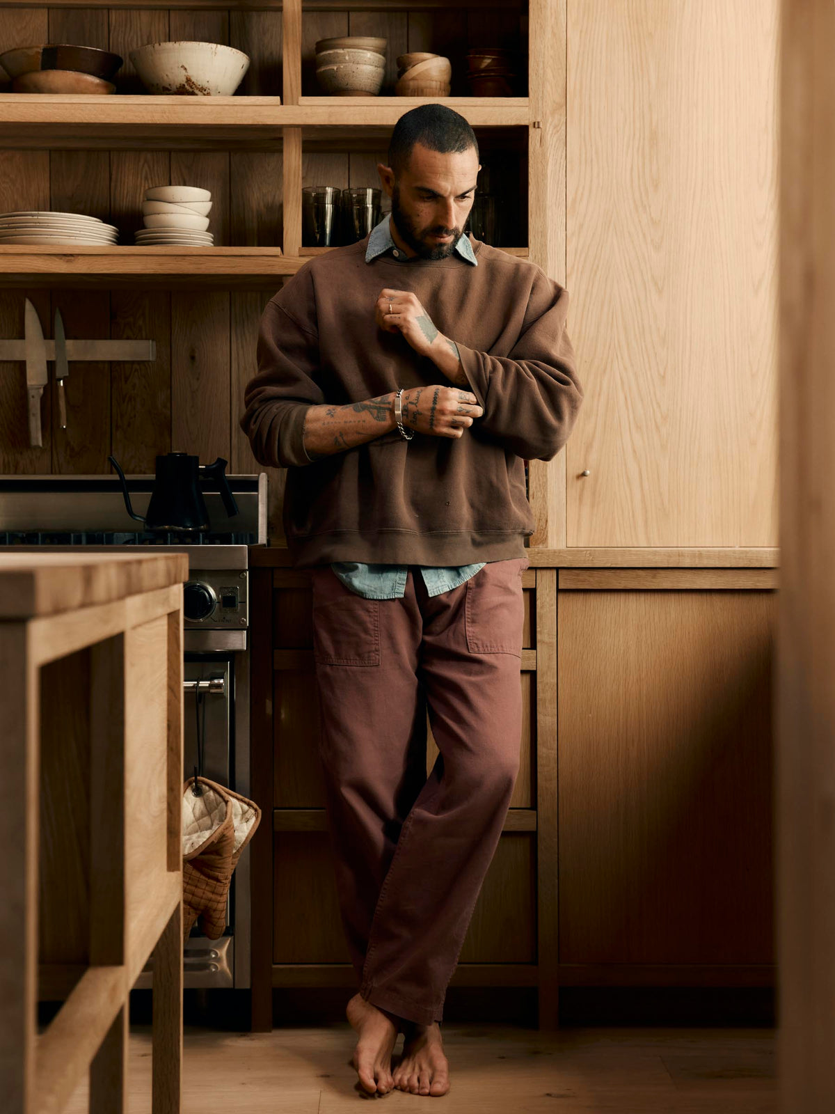 the ventura chore pant in dark mauve