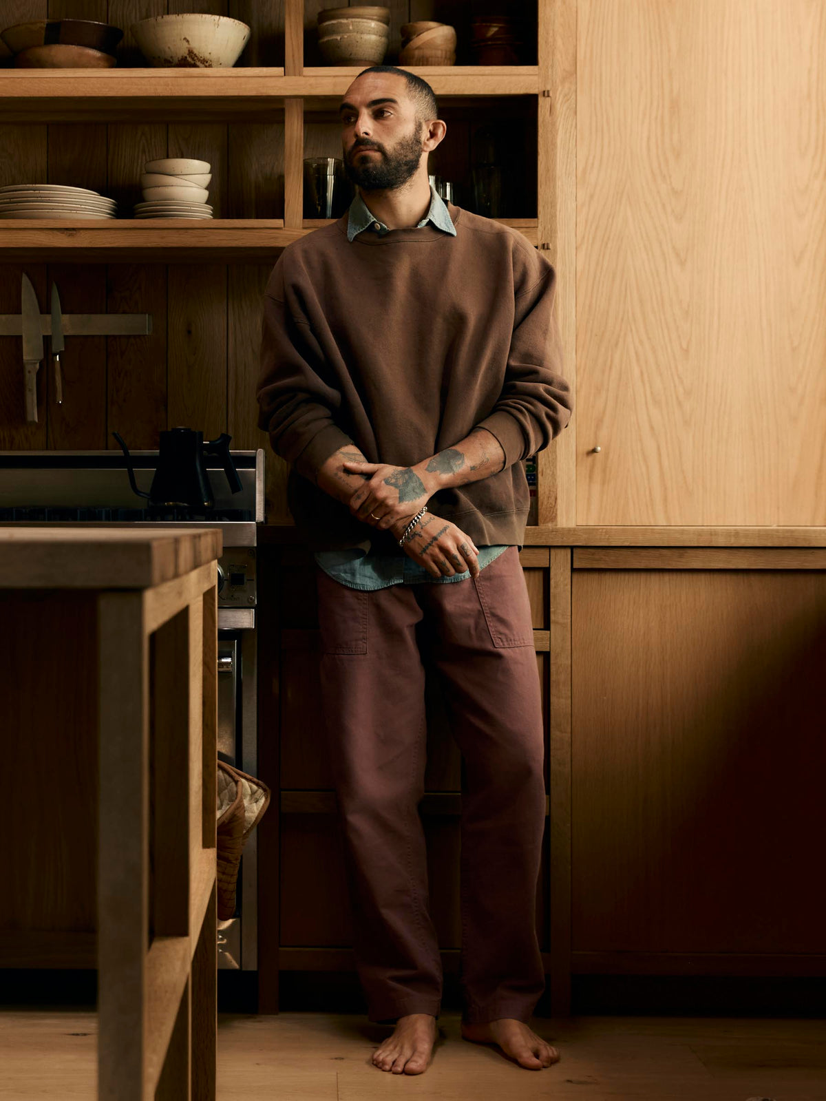 the ventura chore pant in dark mauve