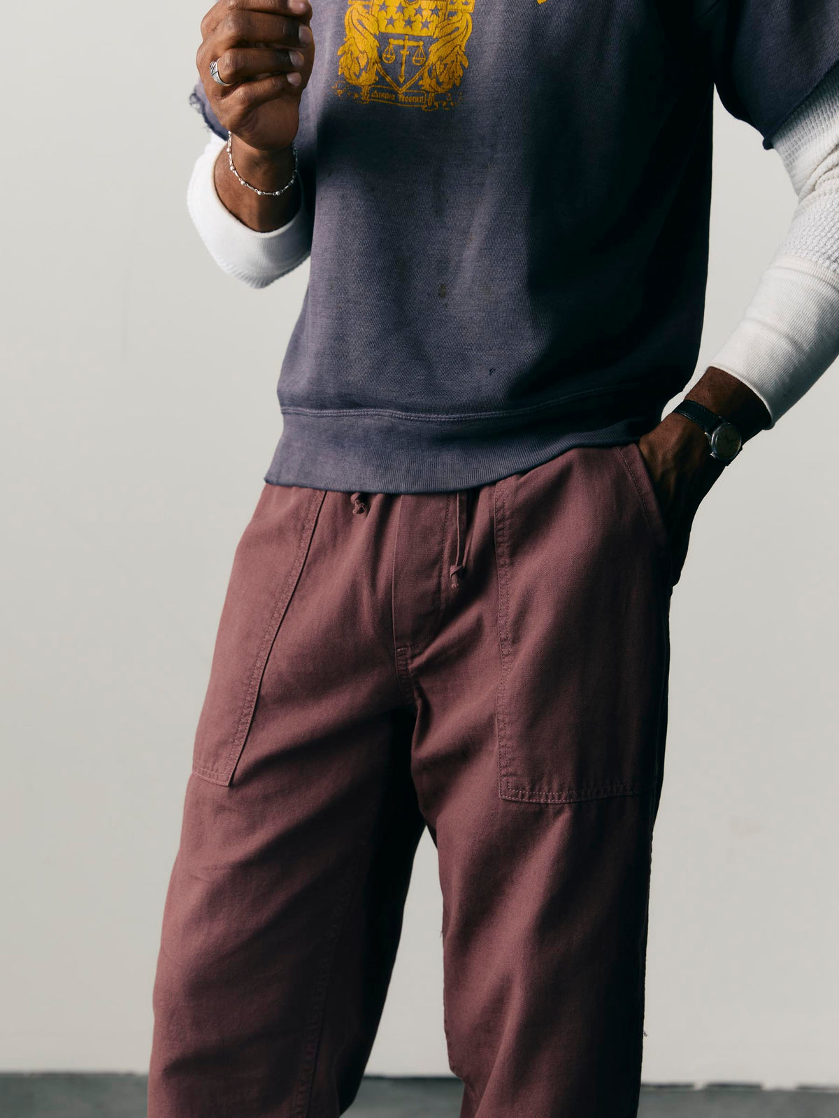 the ventura chore pant in dark mauve