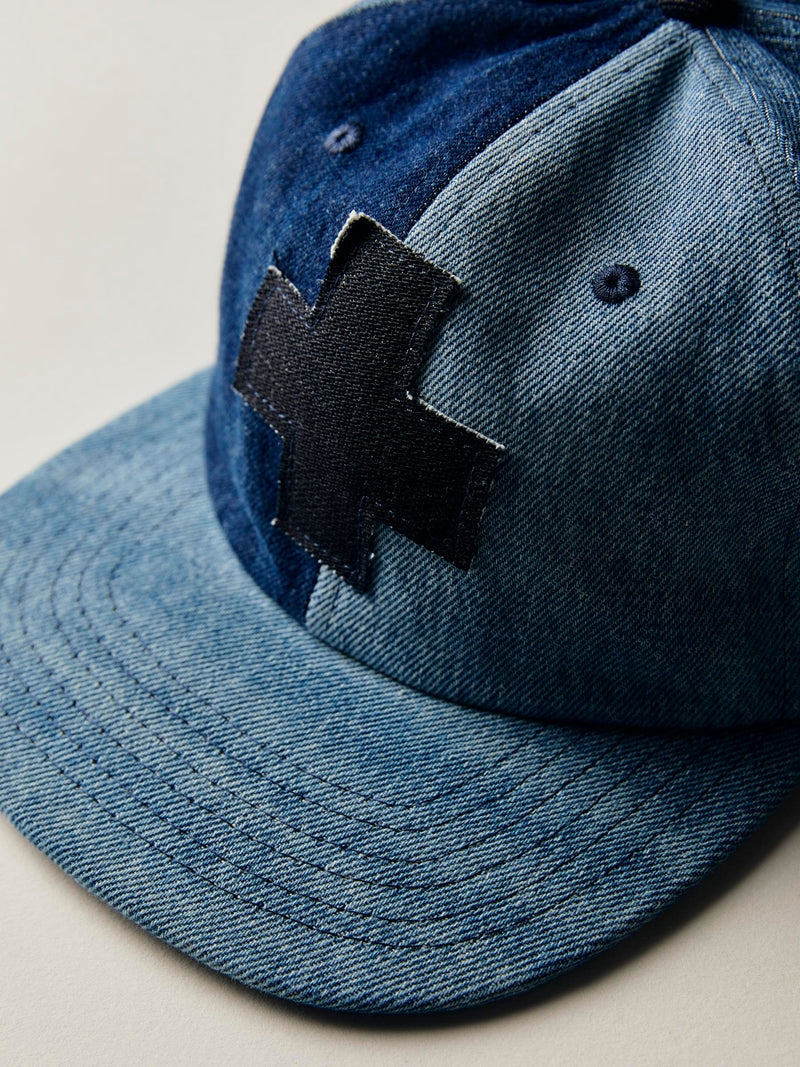 love fades recycled denim "plus" cap - Model