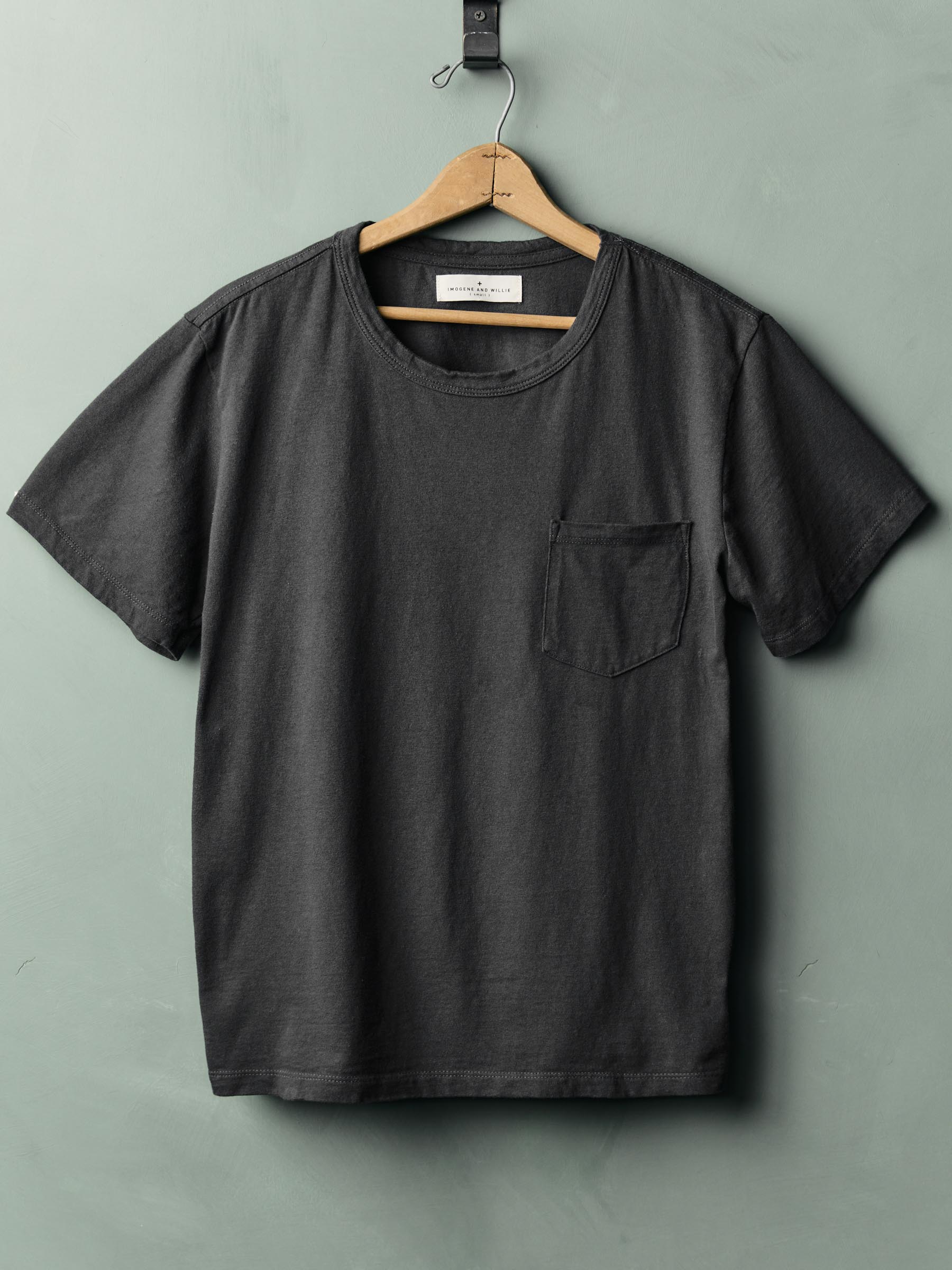 faded black knit pocket tee – imogene + willie