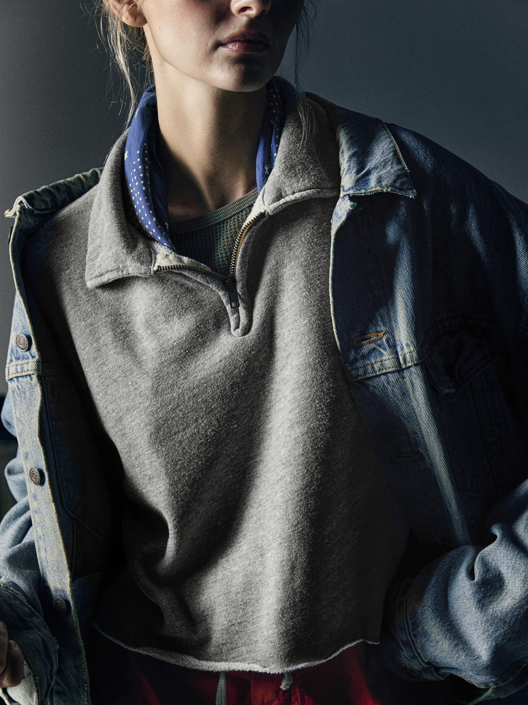 cut sleeve cropped quarter zip – imogene + willie