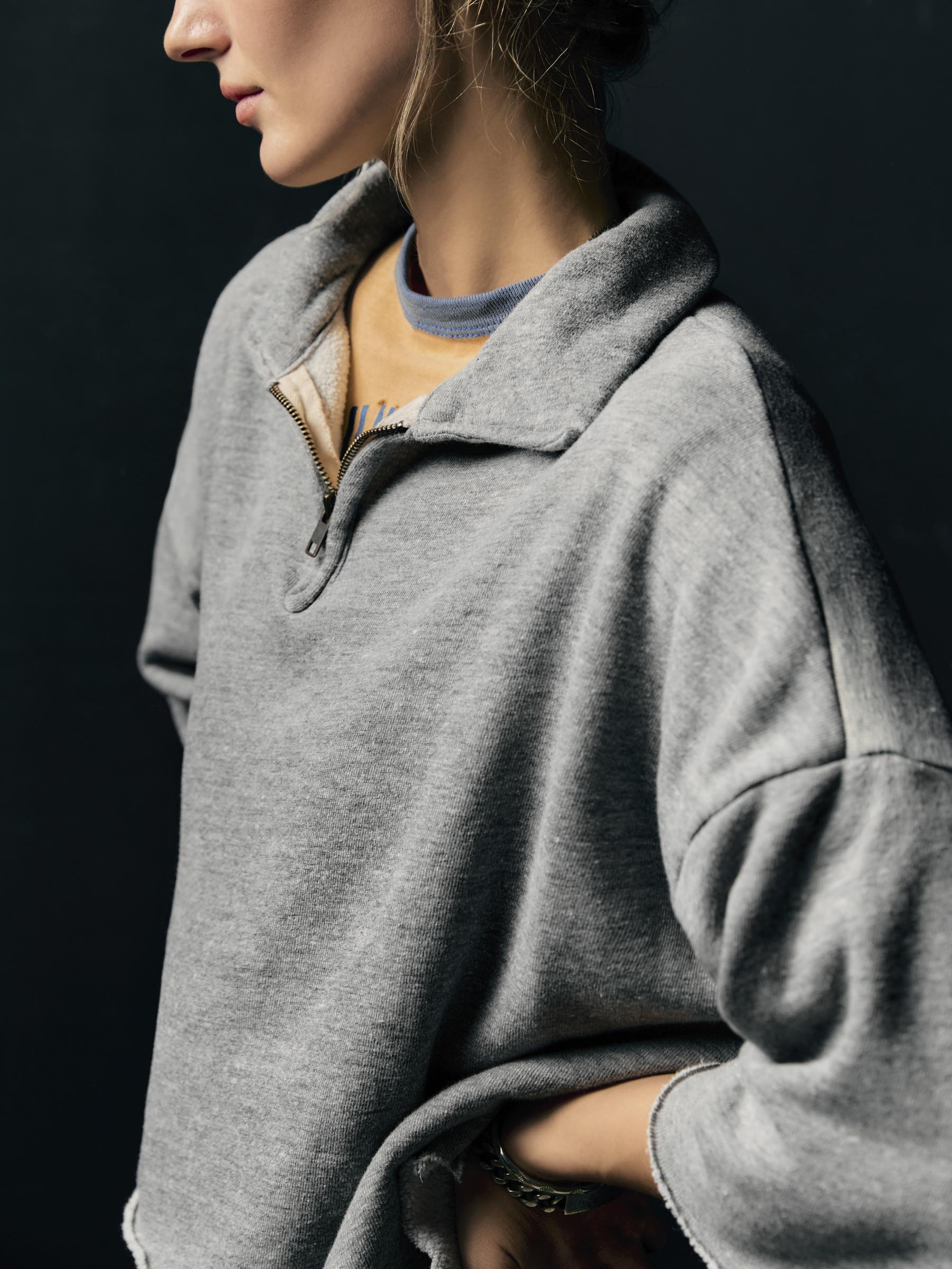 cut sleeve cropped quarter zip – imogene + willie