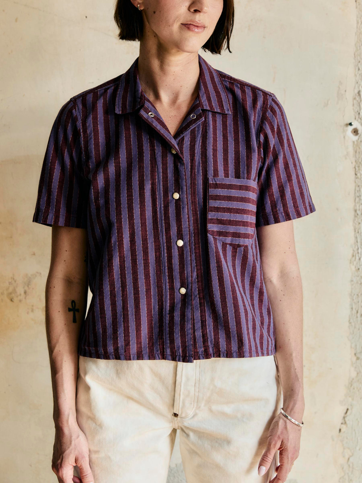 i+w x richter goods itajime stripe pearl snap