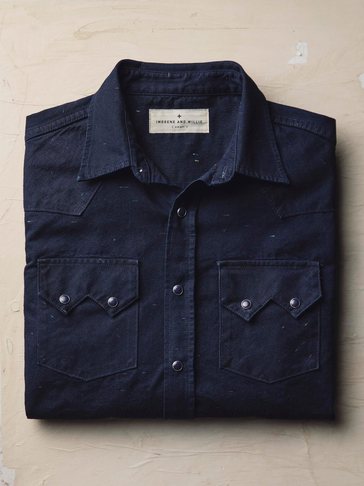 sawtooth pearl snap in reverse black indigo nep
