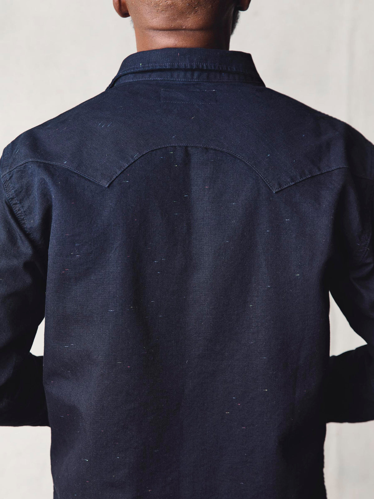 sawtooth pearl snap in reverse black indigo nep